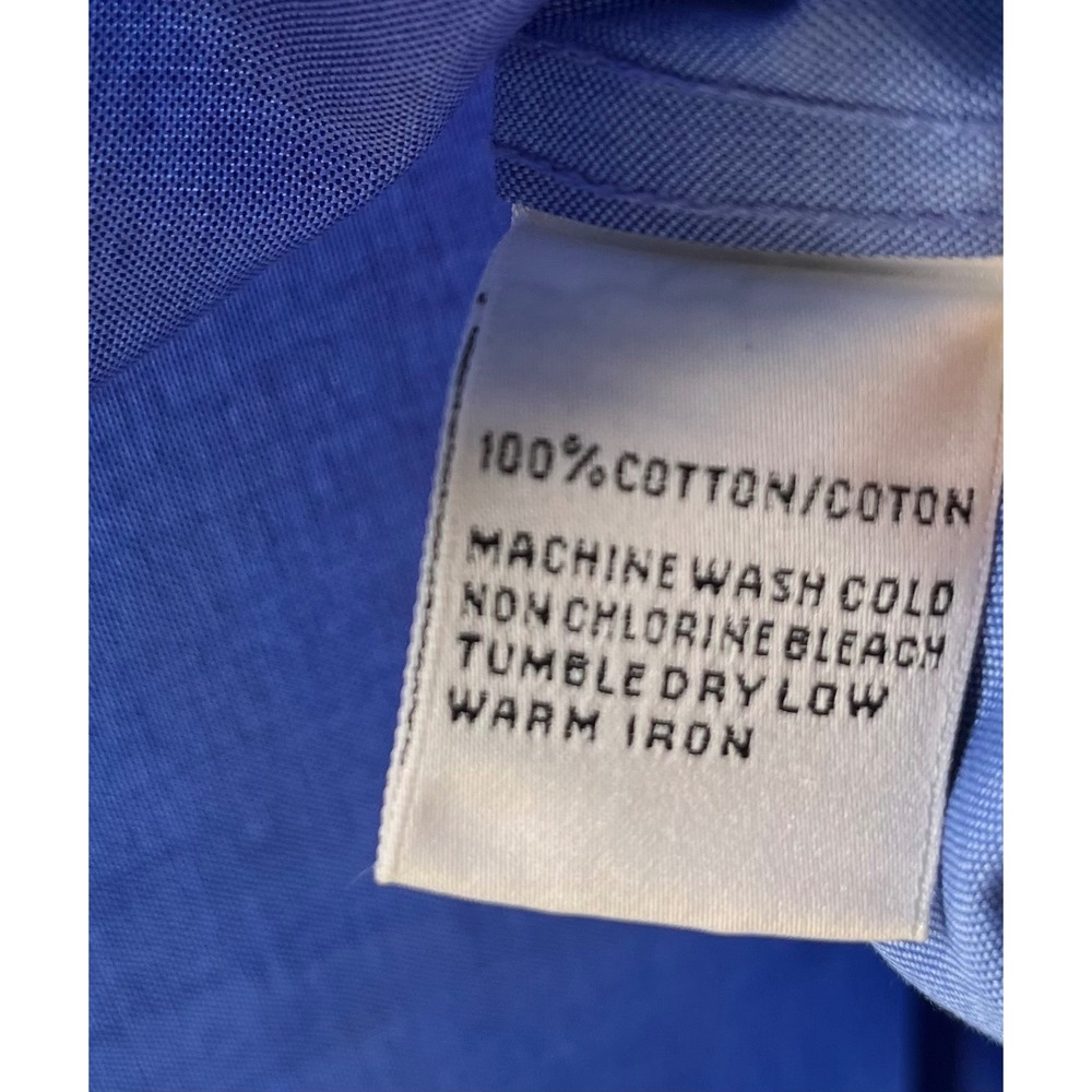 Talbots Wrinkle Resistant Blue Button Front Shirt Size 4 100% Cotton Long Sleeve - Picture 7 of 7